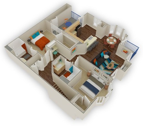 Floor plan for 2 beds, 2 baths, 1205 sqft